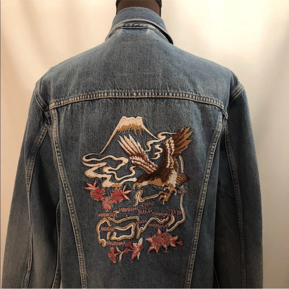 Levi's Blue Bomber Jacket with Dragon Embroidery - Picture 2 of 8